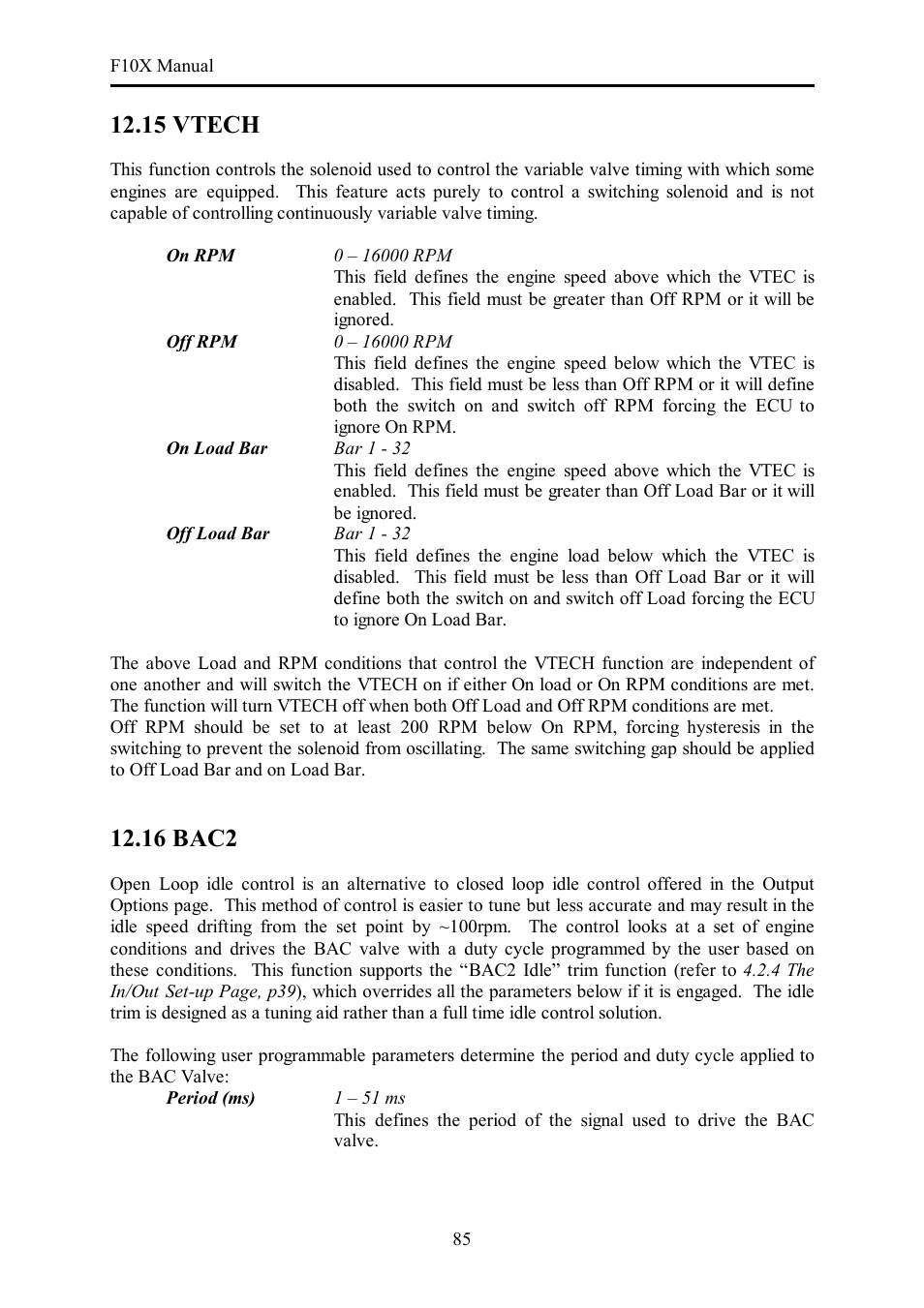 15 vtech, 16 bac2 | Haltech F10X User Manual | Page 85 / 120