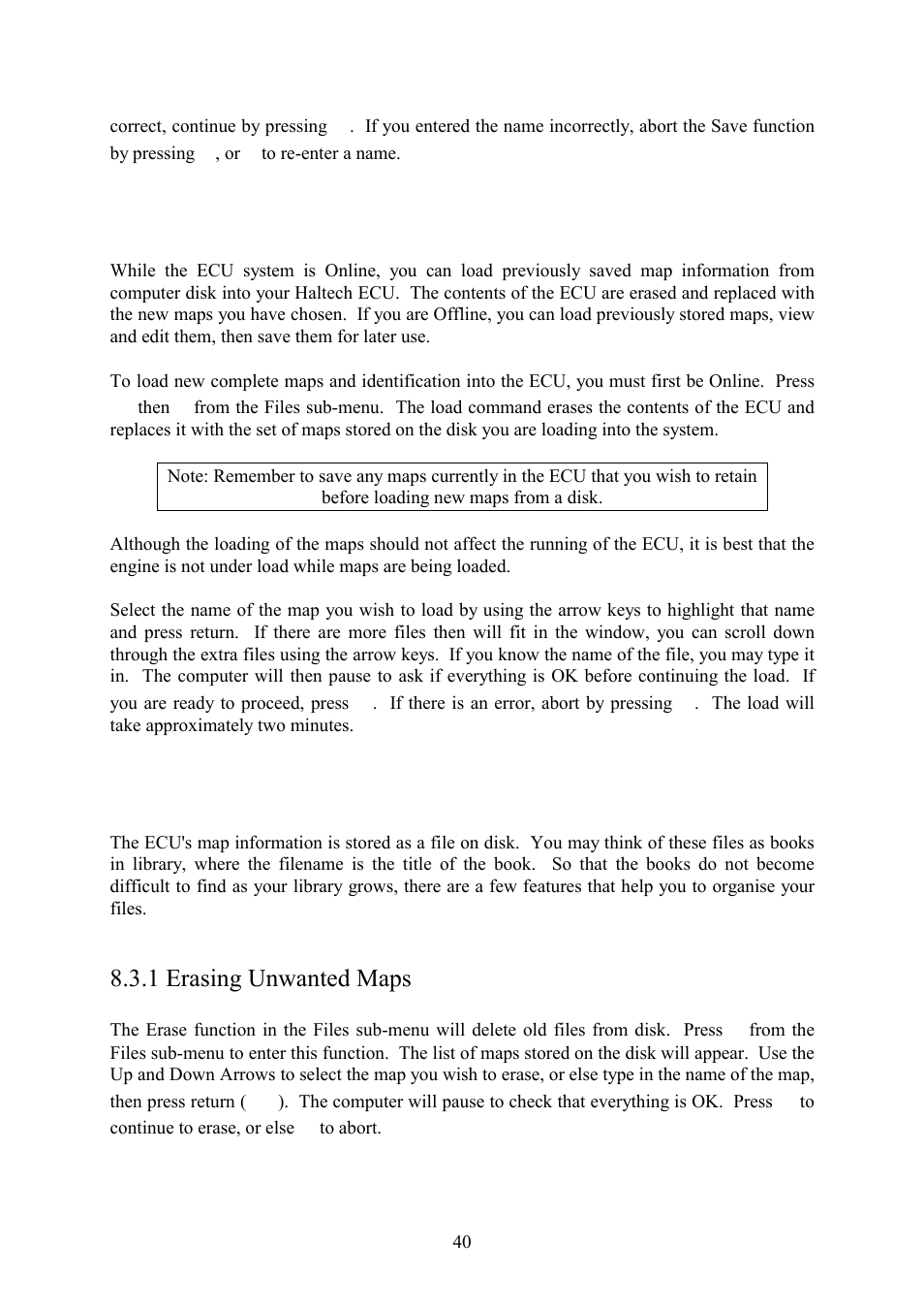 2 loading maps and identification, 3 file management, 1 erasing unwanted maps | Haltech IG5 User Manual | Page 44 / 89