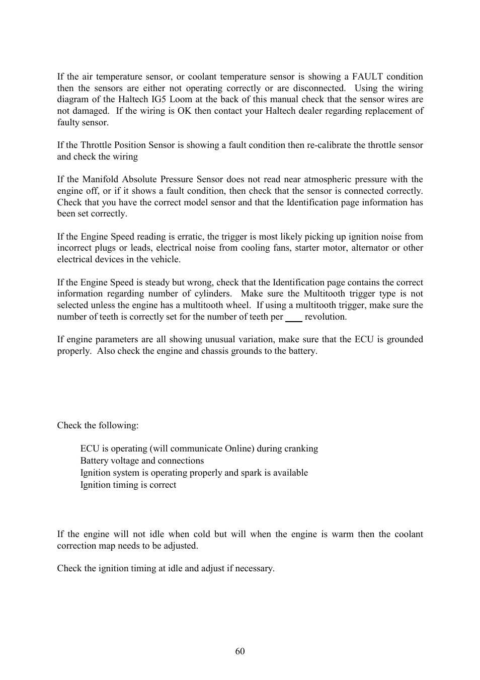 A.3 starting problems, A.4 idling problems, A.3 starting problems a.4 idling problems | Haltech IG5 User Manual | Page 64 / 89