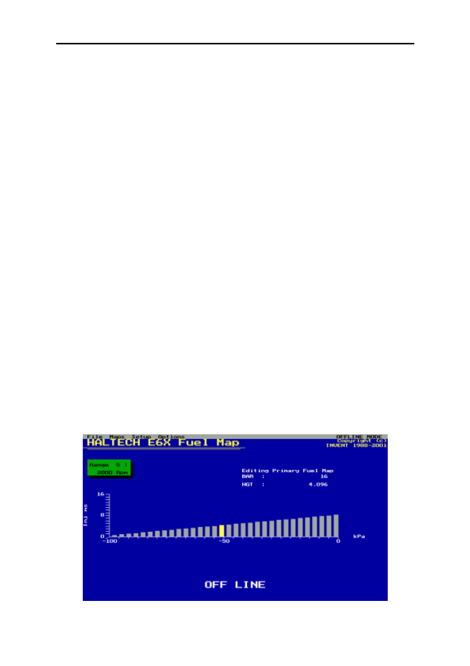 2 the map menu | Haltech E6X Manual DOS Version User Manual | Page 36 / 134