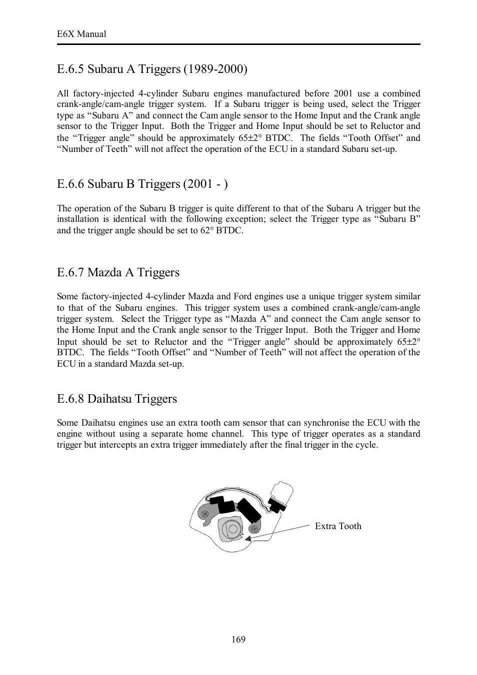 E.6.7 mazda a triggers, E.6.8 daihatsu triggers | Haltech E6X Manual Win Version User Manual | Page 169 / 176