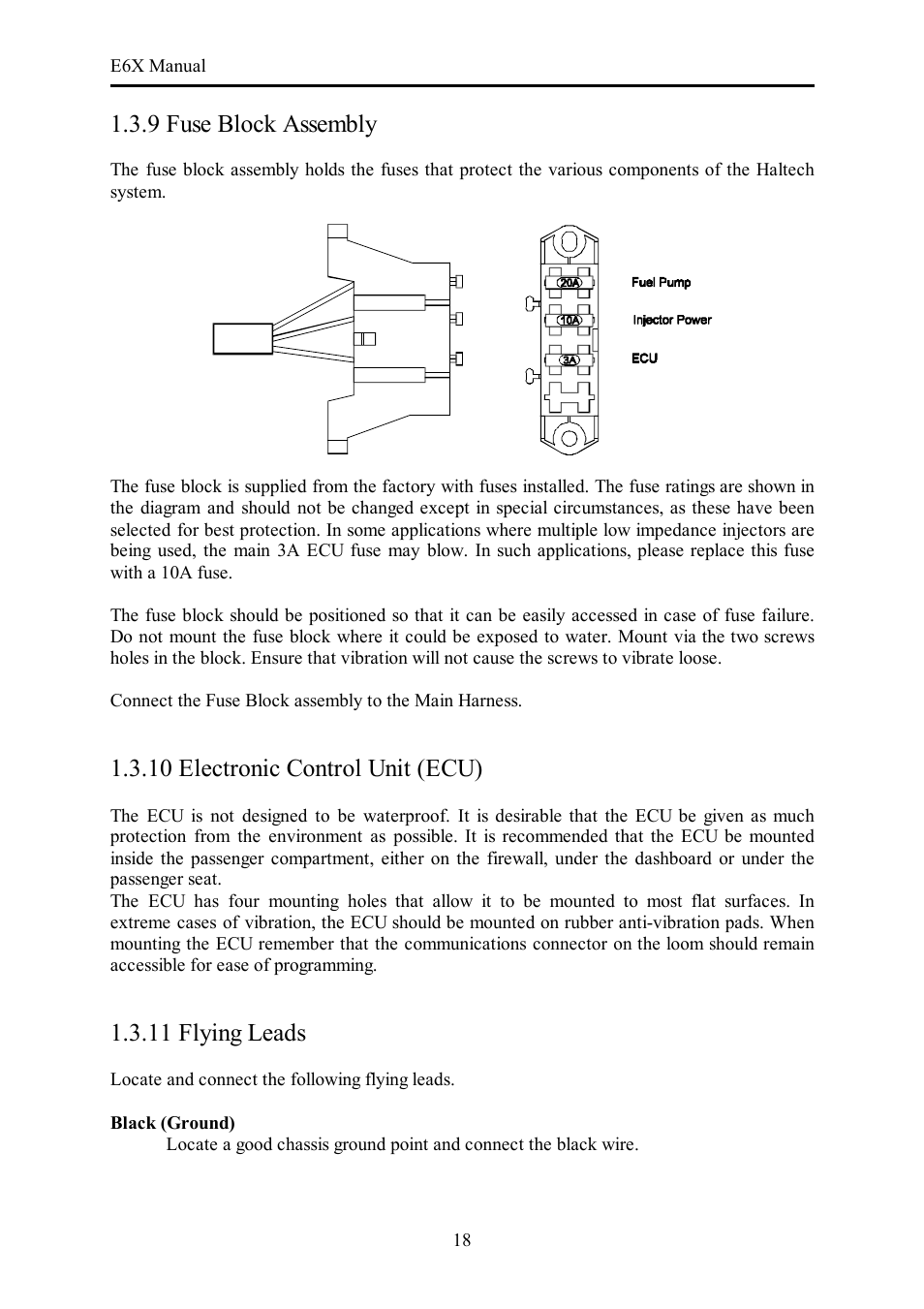 9 fuse block assembly, 10 electronic control unit (ecu), 11 flying leads | Haltech E6X Manual Win Version User Manual | Page 18 / 176