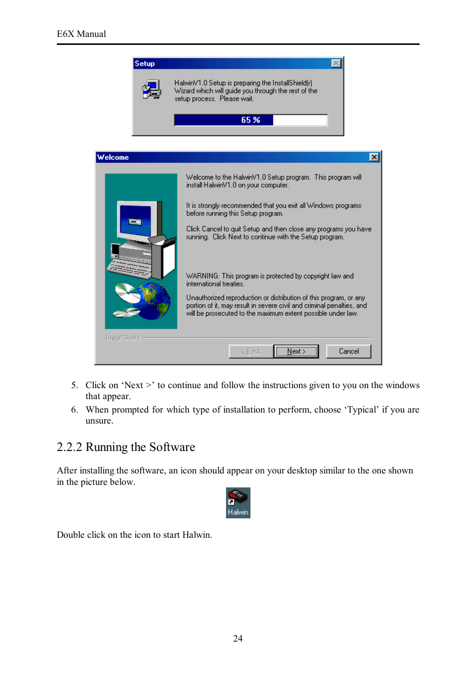 2 running the software | Haltech E6X Manual Win Version User Manual | Page 24 / 176