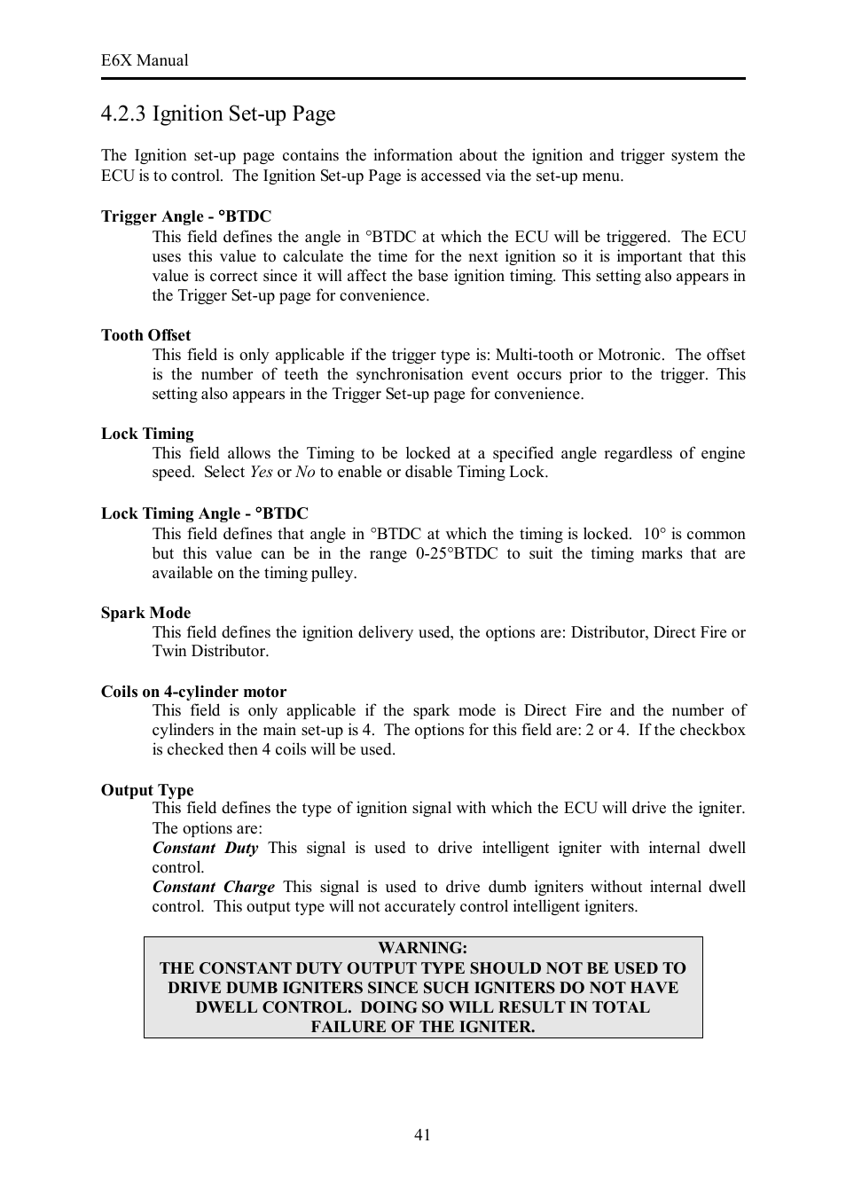 3 ignition set-up page | Haltech E6X Manual Win Version User Manual | Page 41 / 176