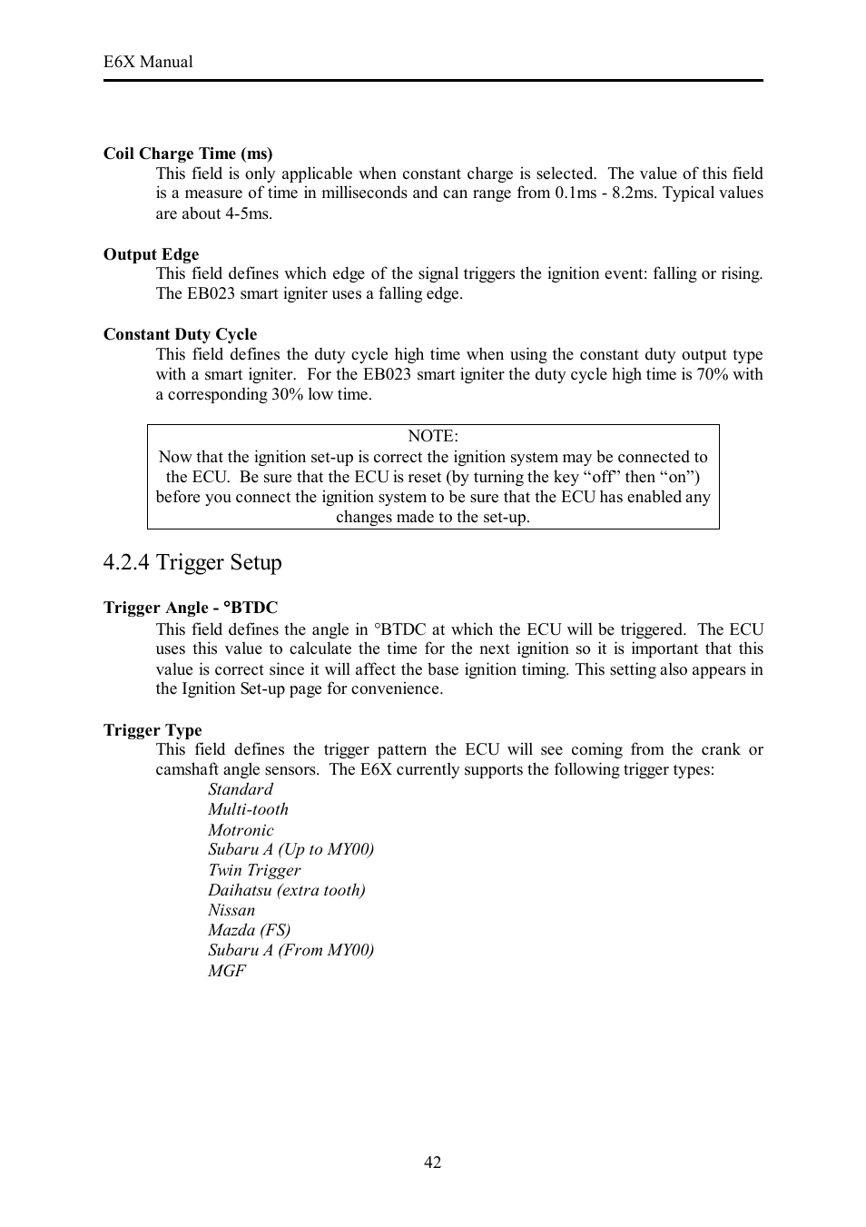 4 trigger setup | Haltech E6X Manual Win Version User Manual | Page 42 / 176