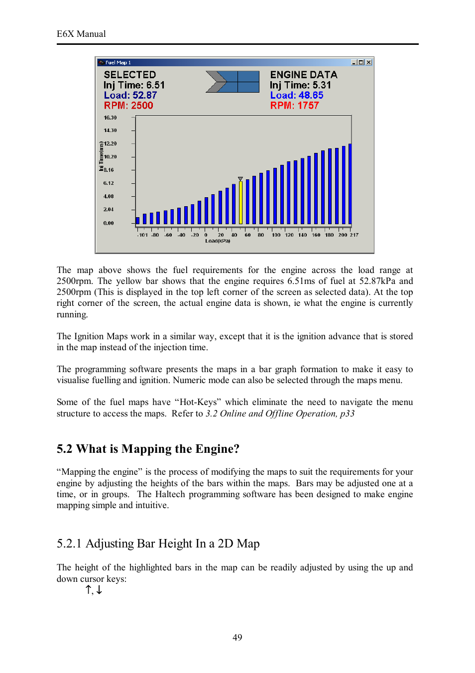 2 what is mapping the engine, 1 adjusting bar height in a 2d map | Haltech E6X Manual Win Version User Manual | Page 49 / 176