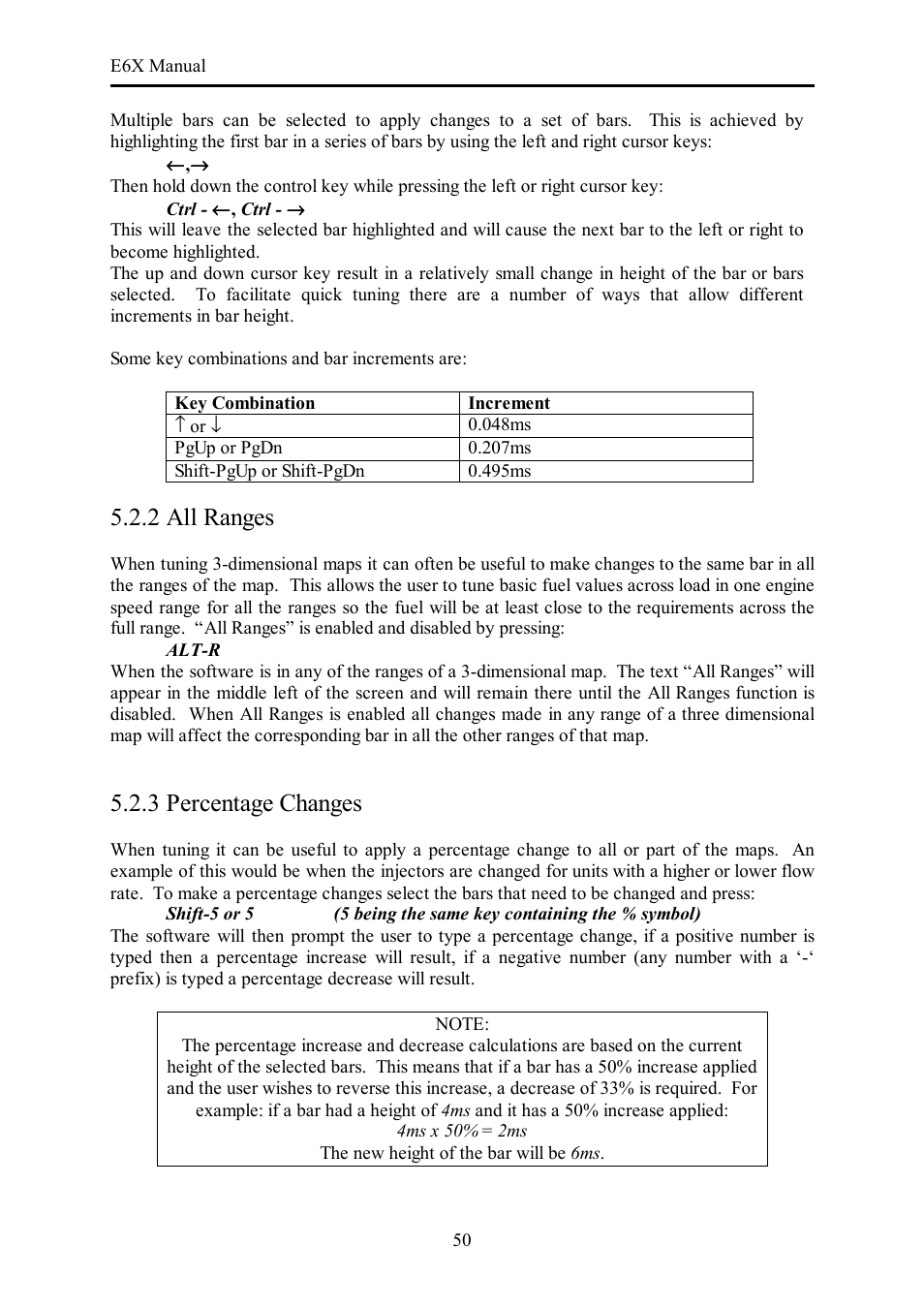 2 all ranges, 3 percentage changes | Haltech E6X Manual Win Version User Manual | Page 50 / 176