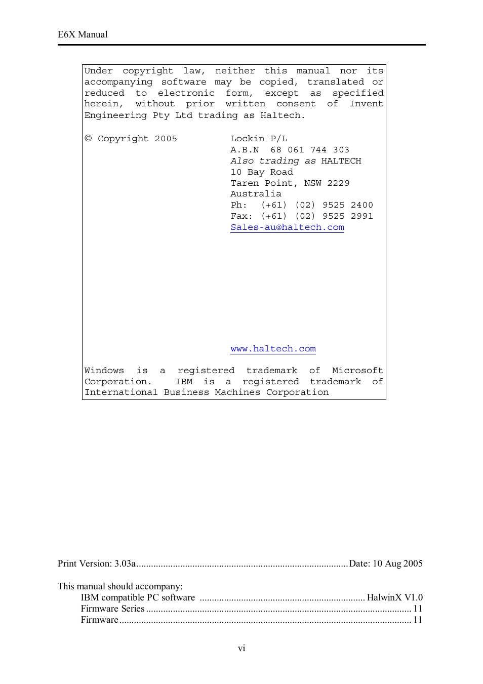 Haltech E6X Manual Win Version User Manual | Page 6 / 176