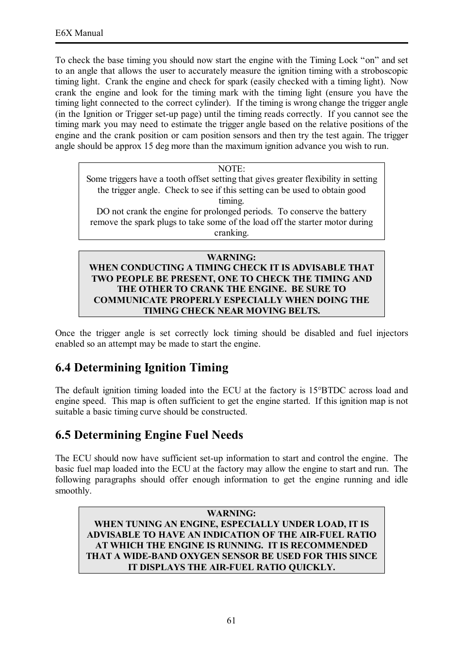 4 determining ignition timing, 5 determining engine fuel needs | Haltech E6X Manual Win Version User Manual | Page 61 / 176