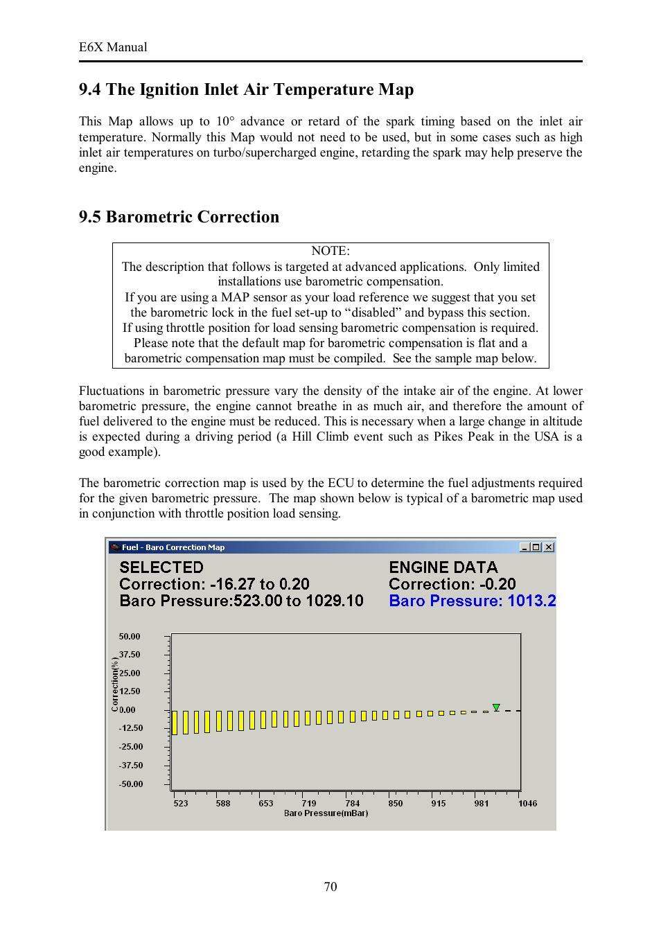 4 the ignition inlet air temperature map, 5 barometric correction | Haltech E6X Manual Win Version User Manual | Page 70 / 176