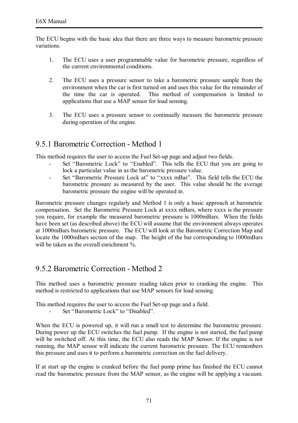 1 barometric correction - method 1, 2 barometric correction - method 2 | Haltech E6X Manual Win Version User Manual | Page 71 / 176