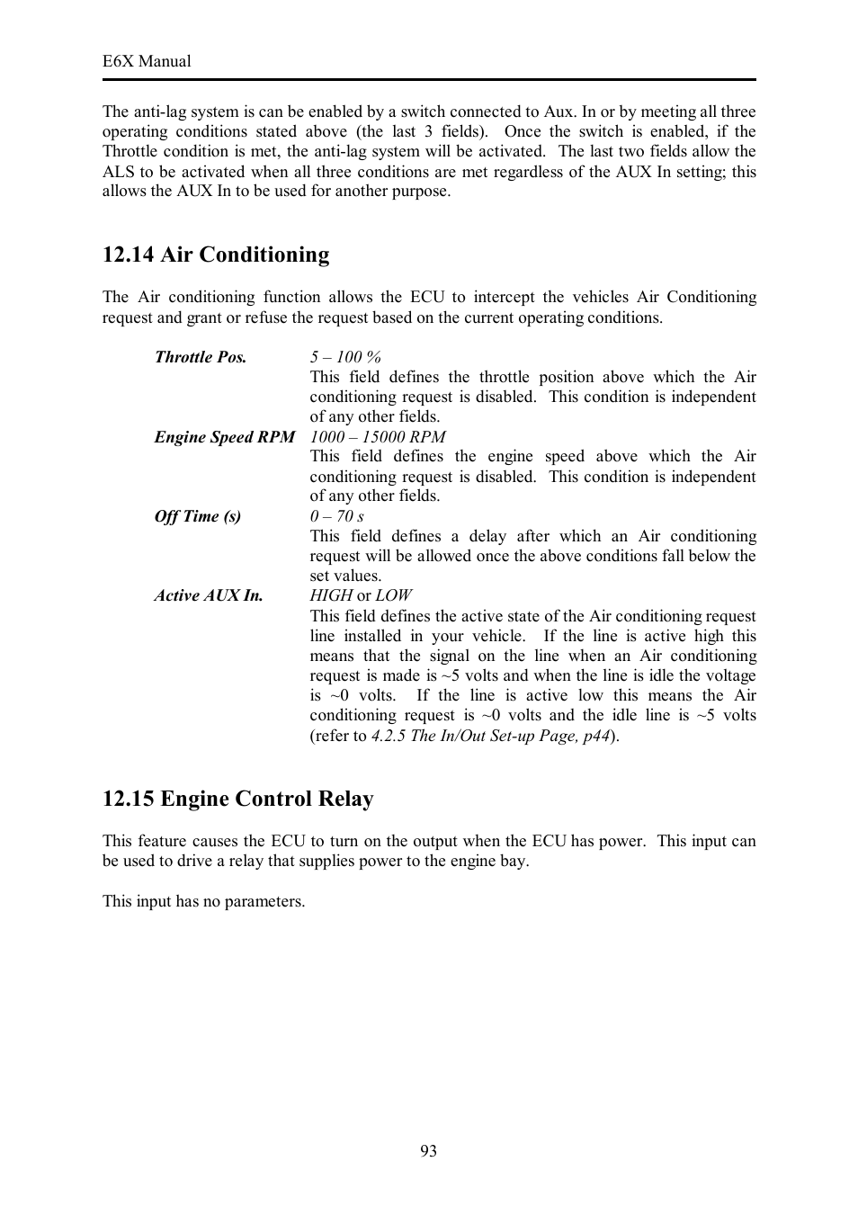 14 air conditioning, 15 engine control relay | Haltech E6X Manual Win Version User Manual | Page 93 / 176