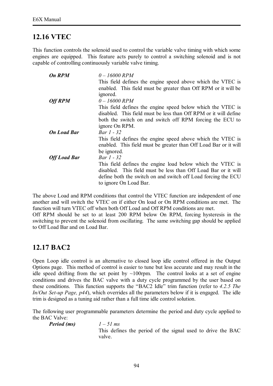 16 vtec, 17 bac2 | Haltech E6X Manual Win Version User Manual | Page 94 / 176