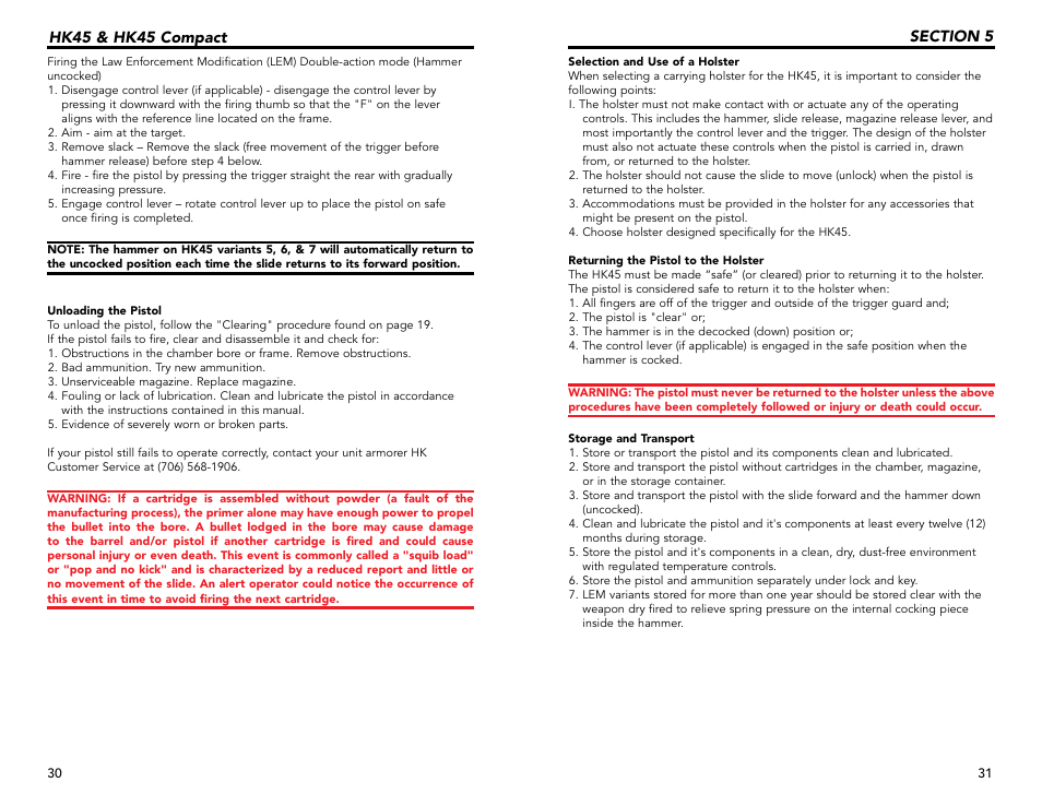 Hk45 & hk45 compact | Heckler&Koch HK45 COMPACT TACTICAL User Manual | Page 16 / 31