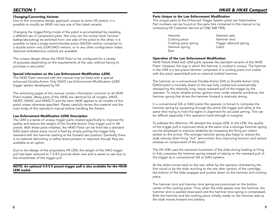 Hk45 & hk45 compact | Heckler&Koch HK45 COMPACT TACTICAL User Manual | Page 5 / 31