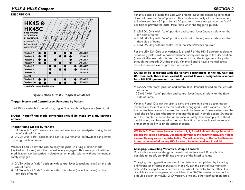 Hk45 & hk45c, Hk45 & hk45 compact | Heckler&Koch HK45 COMPACT TACTICAL User Manual | Page 7 / 31