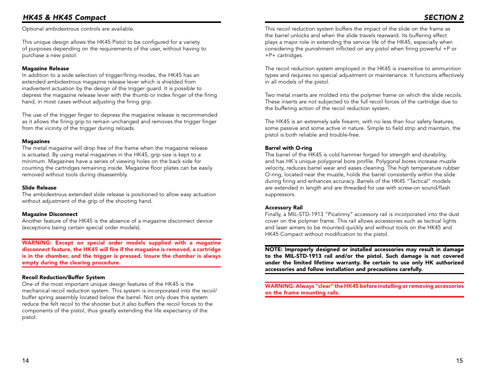 Hk45 & hk45 compact | Heckler&Koch HK45 COMPACT TACTICAL User Manual | Page 8 / 31