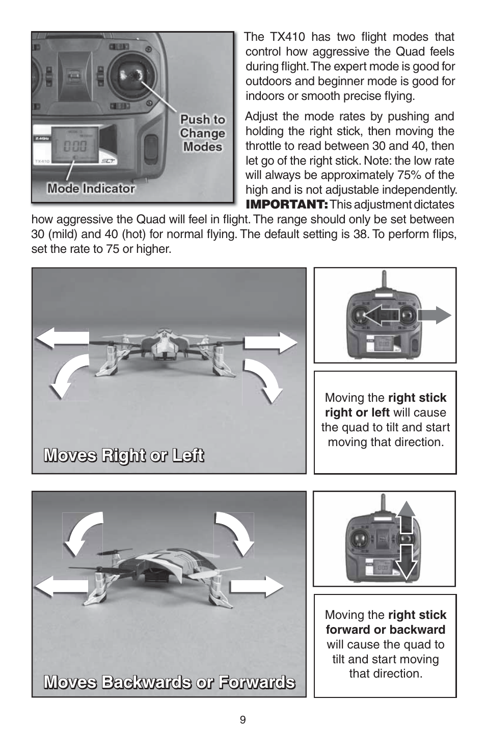 Moves right or left, Moves backwards or forwards | Heli-Max HMXE0835 User Manual | Page 9 / 16