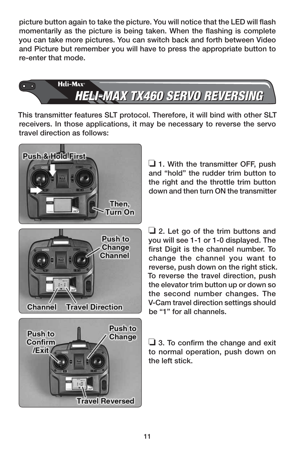 Heli-max tx460 servo reversing | Heli-Max HMXE0837 User Manual | Page 11 / 20