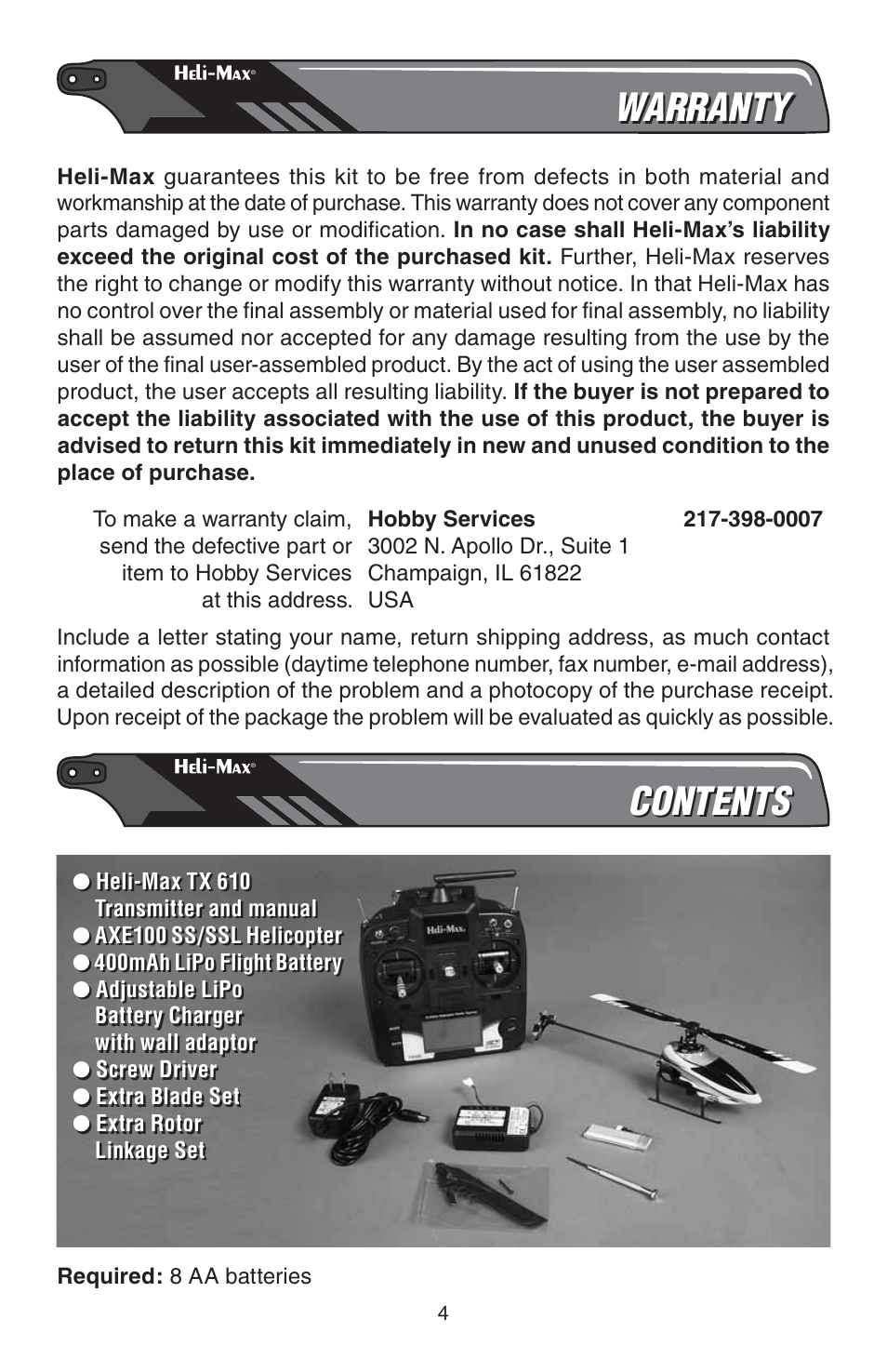 Heli-Max HMXE0828 User Manual | Page 4 / 28