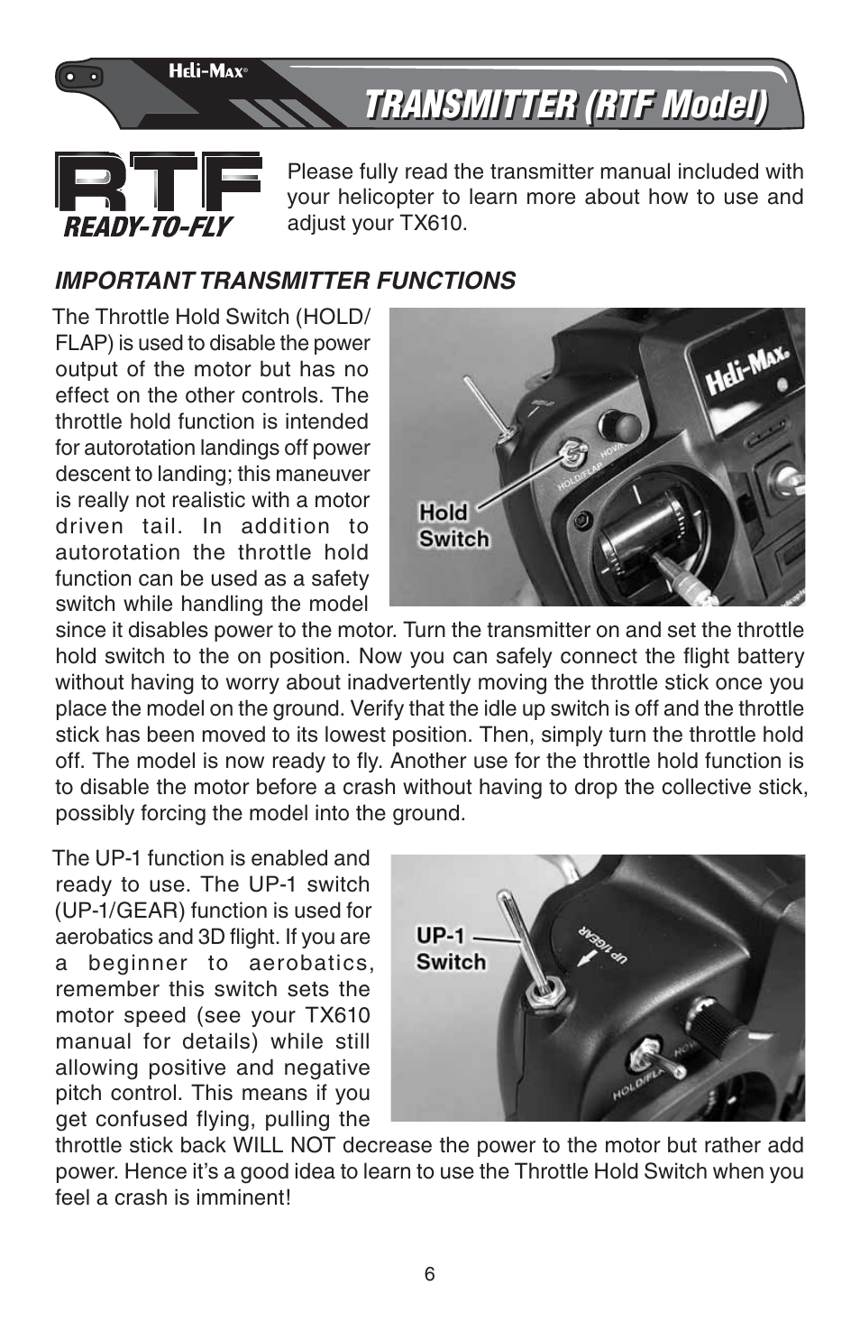 Transmitter (rtf model) | Heli-Max HMXE0828 User Manual | Page 6 / 28