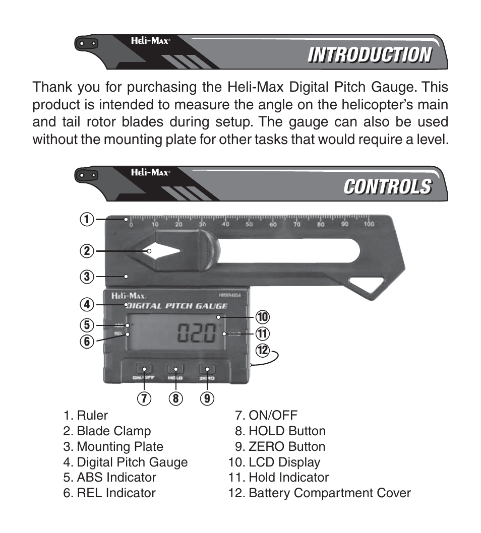 Introduction, Controls | Heli-Max HMXR4854 User Manual | Page 2 / 8