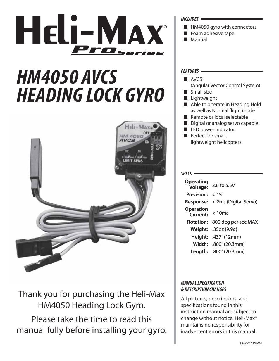 Heli-Max HMXM1015 User Manual | 15 pages