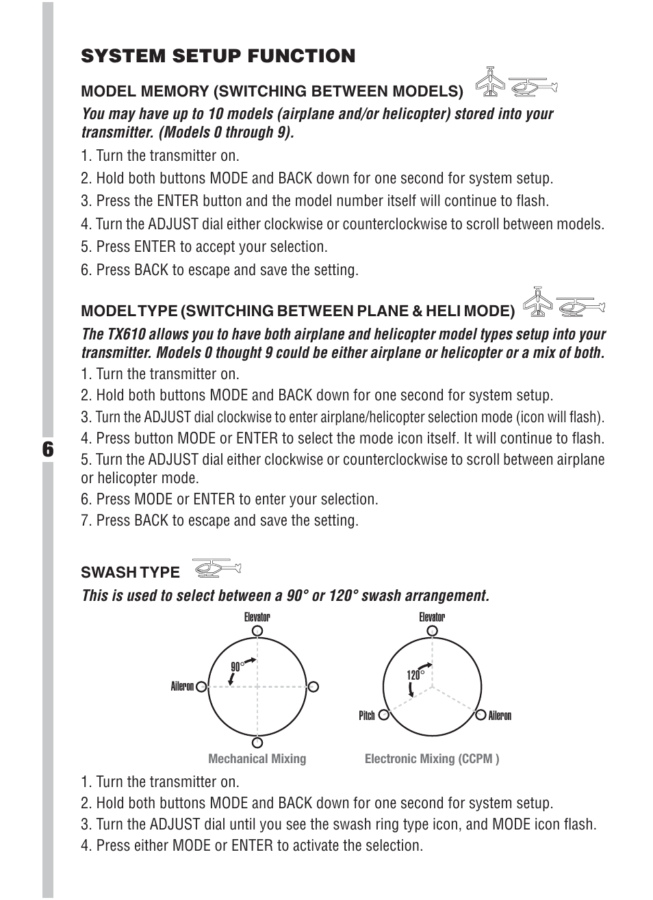 System setup function | Heli-Max HMXJ2025 User Manual | Page 6 / 16