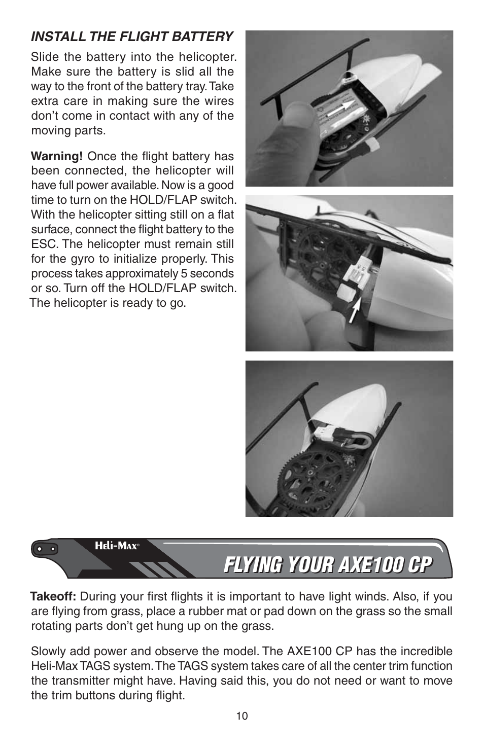 Flying your axe100 cp | Heli-Max HMXE0821 User Manual | Page 10 / 24