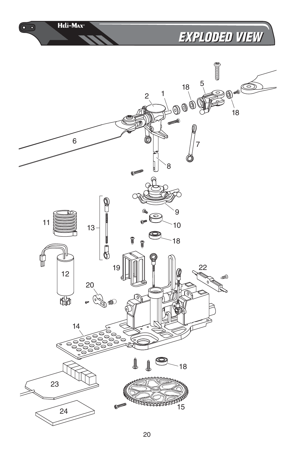 Exploced view exploded view | Heli-Max HMXE0821 User Manual | Page 20 / 24