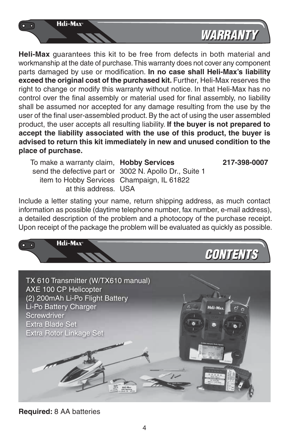 Heli-Max HMXE0821 User Manual | Page 4 / 24