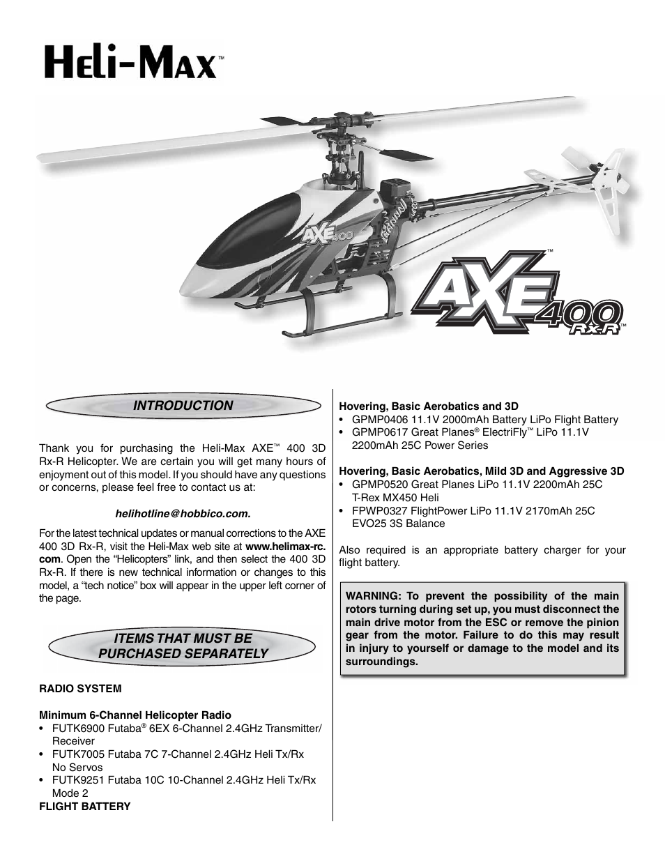 Heli-Max HMXE0801 User Manual | 4 pages