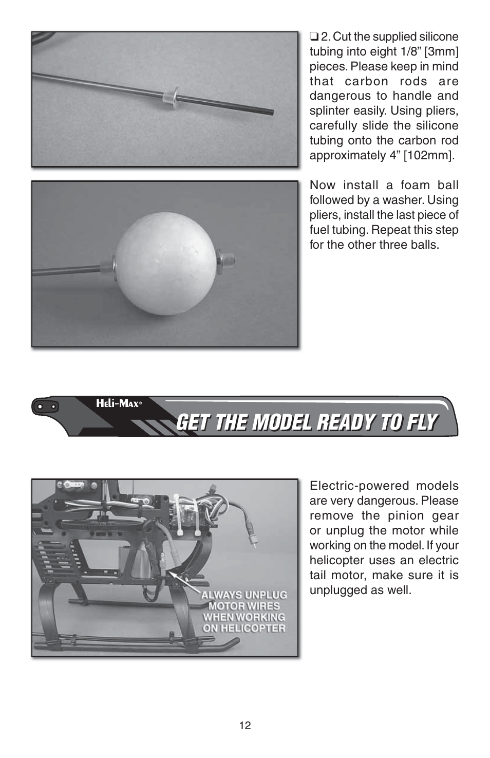 Get the model ready to fly | Heli-Max HMXE0810 User Manual | Page 12 / 36