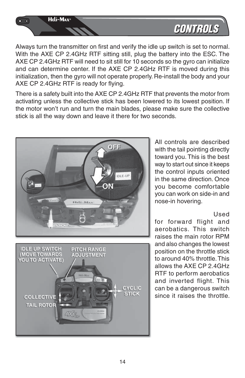 Controls | Heli-Max HMXE0810 User Manual | Page 14 / 36