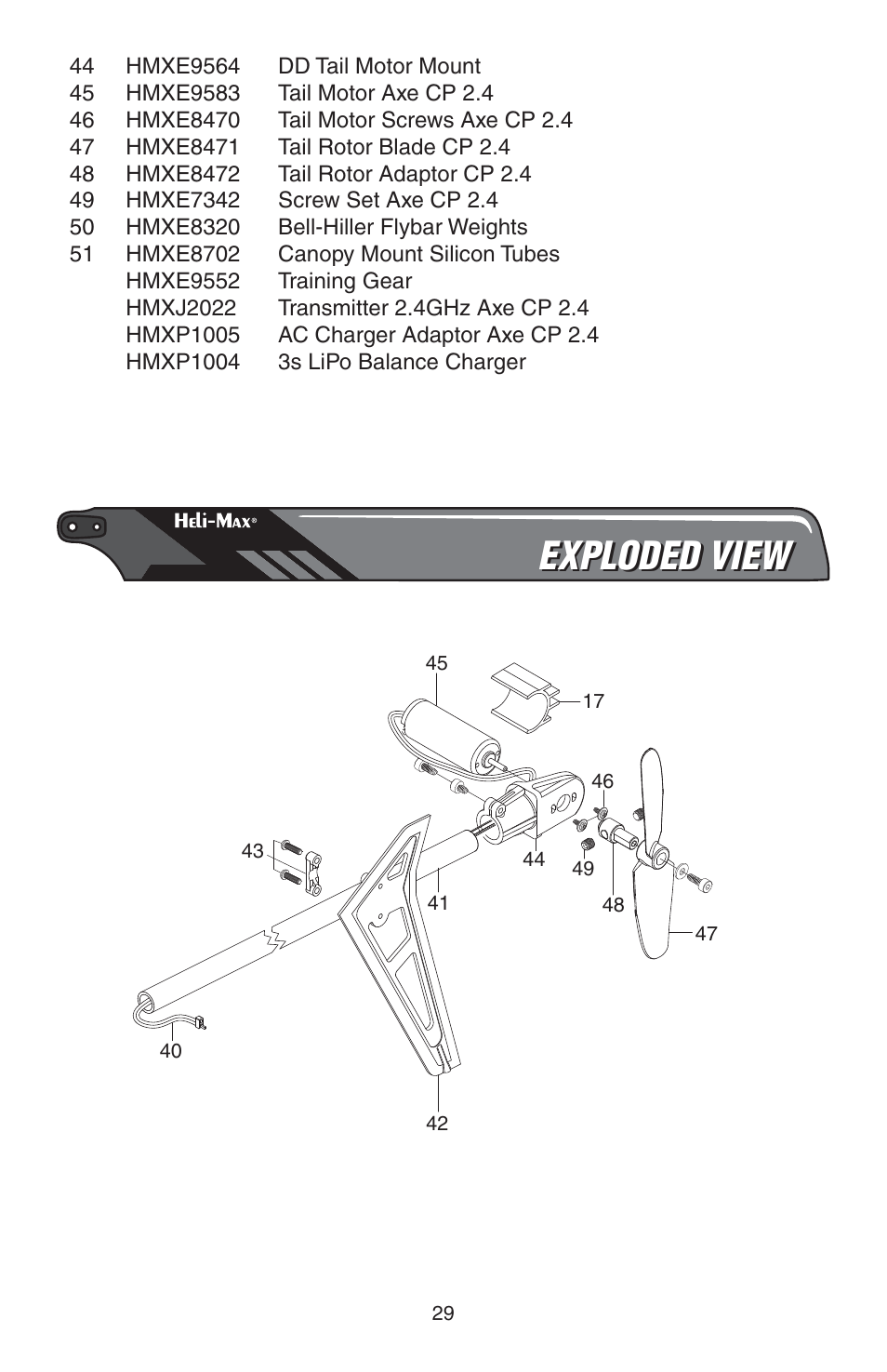 Exploded view | Heli-Max HMXE0810 User Manual | Page 29 / 36