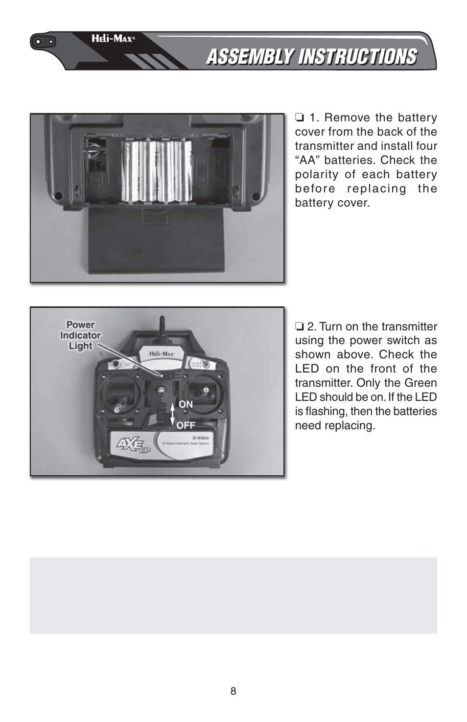Assembly instructions | Heli-Max HMXE0810 User Manual | Page 8 / 36