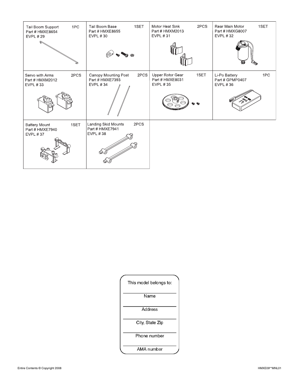 Heli-Max HMXE09 User Manual | Page 12 / 12