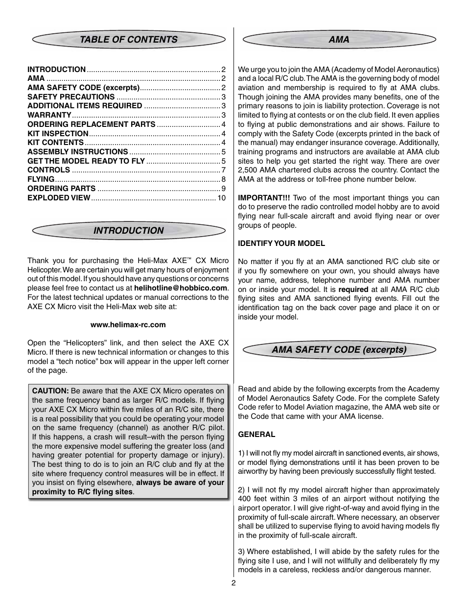 Heli-Max HMXE09 User Manual | Page 2 / 12