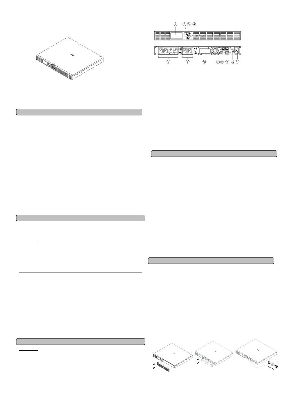 CyberPower Systems OR1500ELCDRM1U User Manual | 2 pages