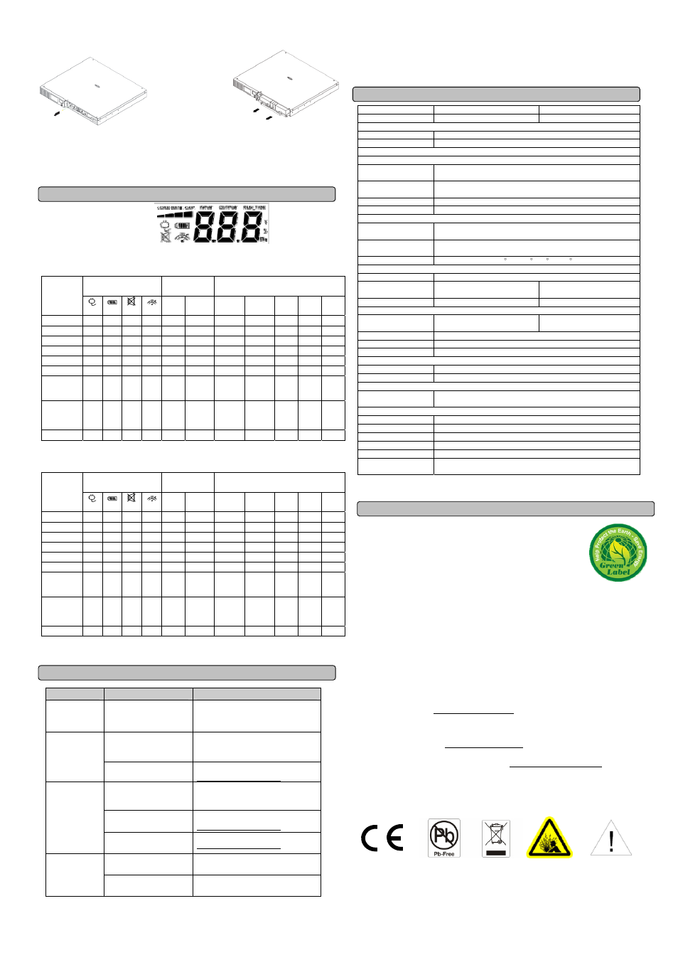 Battery mode | CyberPower Systems OR1500ELCDRM1U User Manual | Page 2 / 2