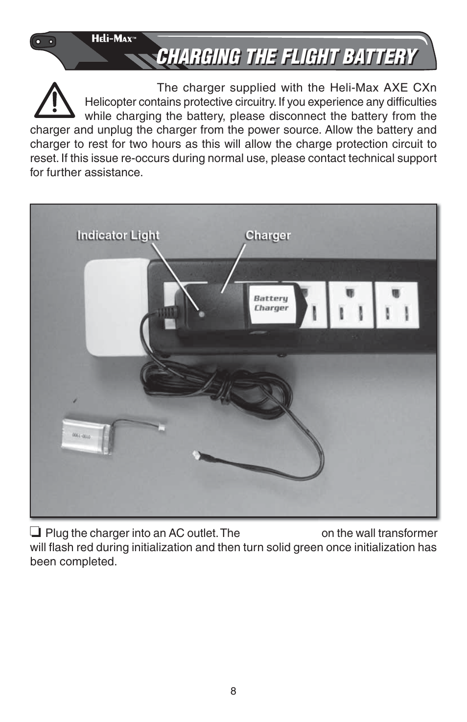 Charging the flight battery | Heli-Max HMXE13 Manual User Manual | Page 8 / 28