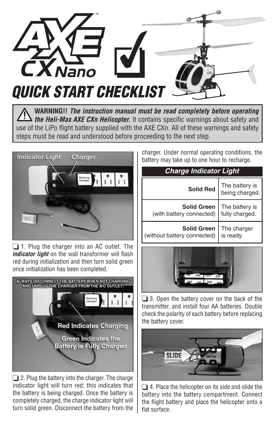 Heli-Max HMXE13 Quick Start User Manual | 2 pages
