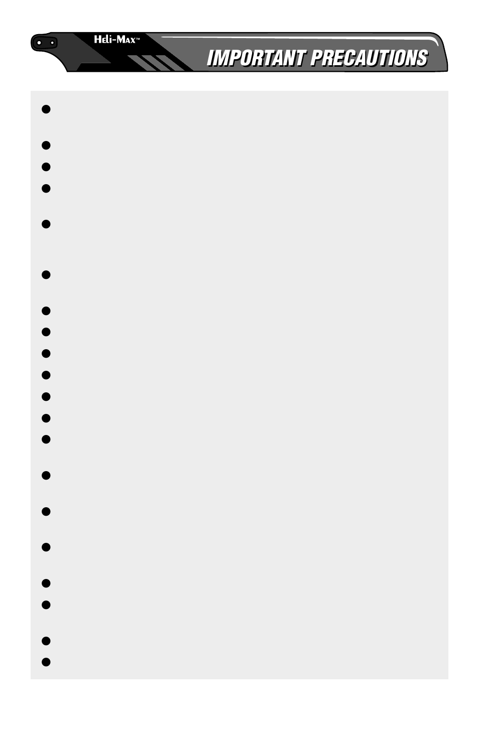 Important precautions | Heli-Max HMXE14 Manual User Manual | Page 2 / 20
