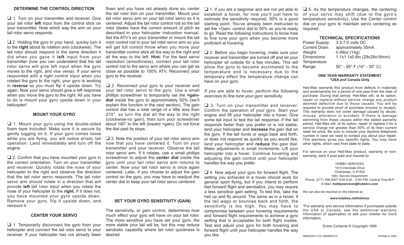 Heli-Max HMXM1010 User Manual | Page 2 / 2