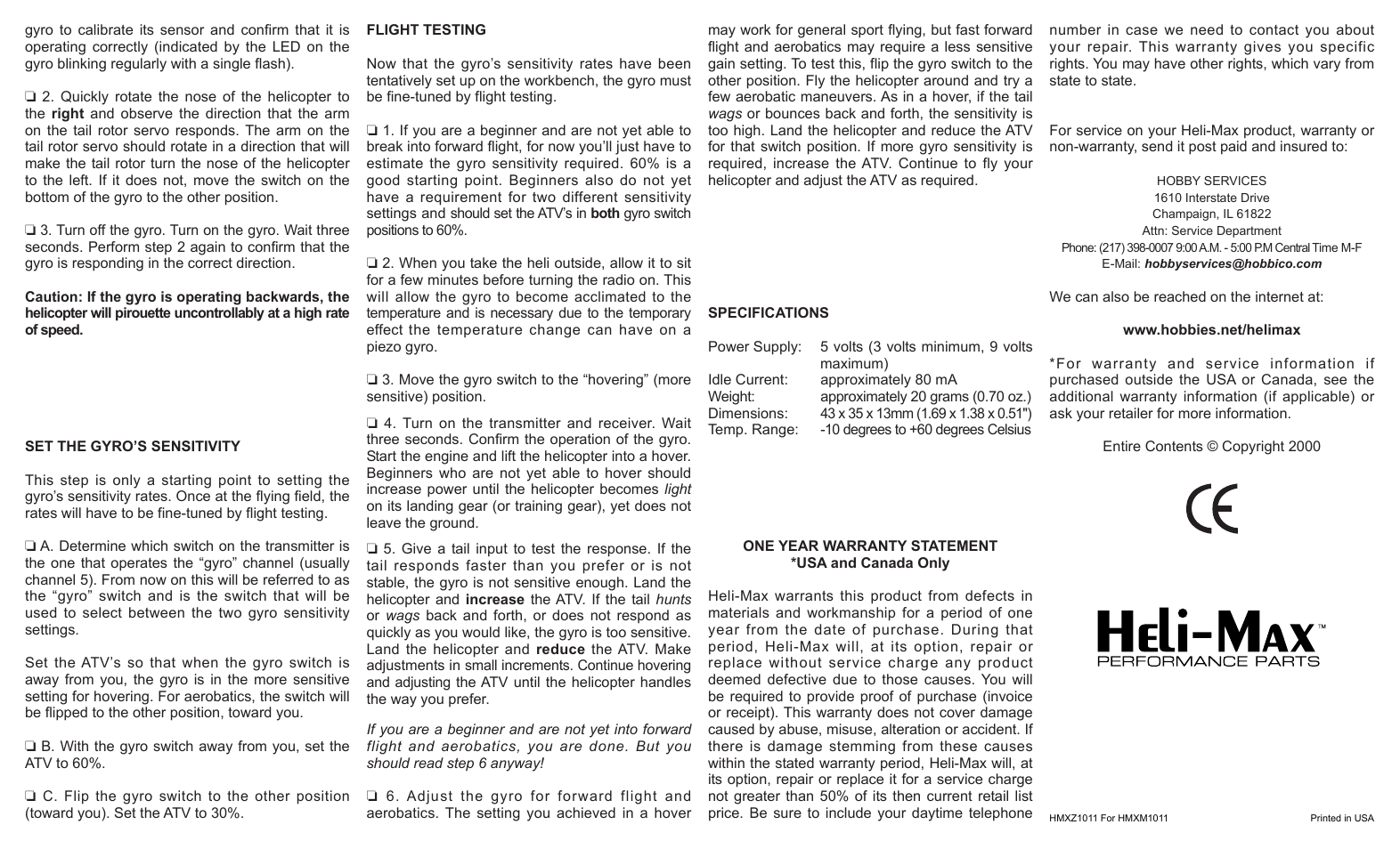 Heli-Max HMXM1011 User Manual | Page 2 / 2