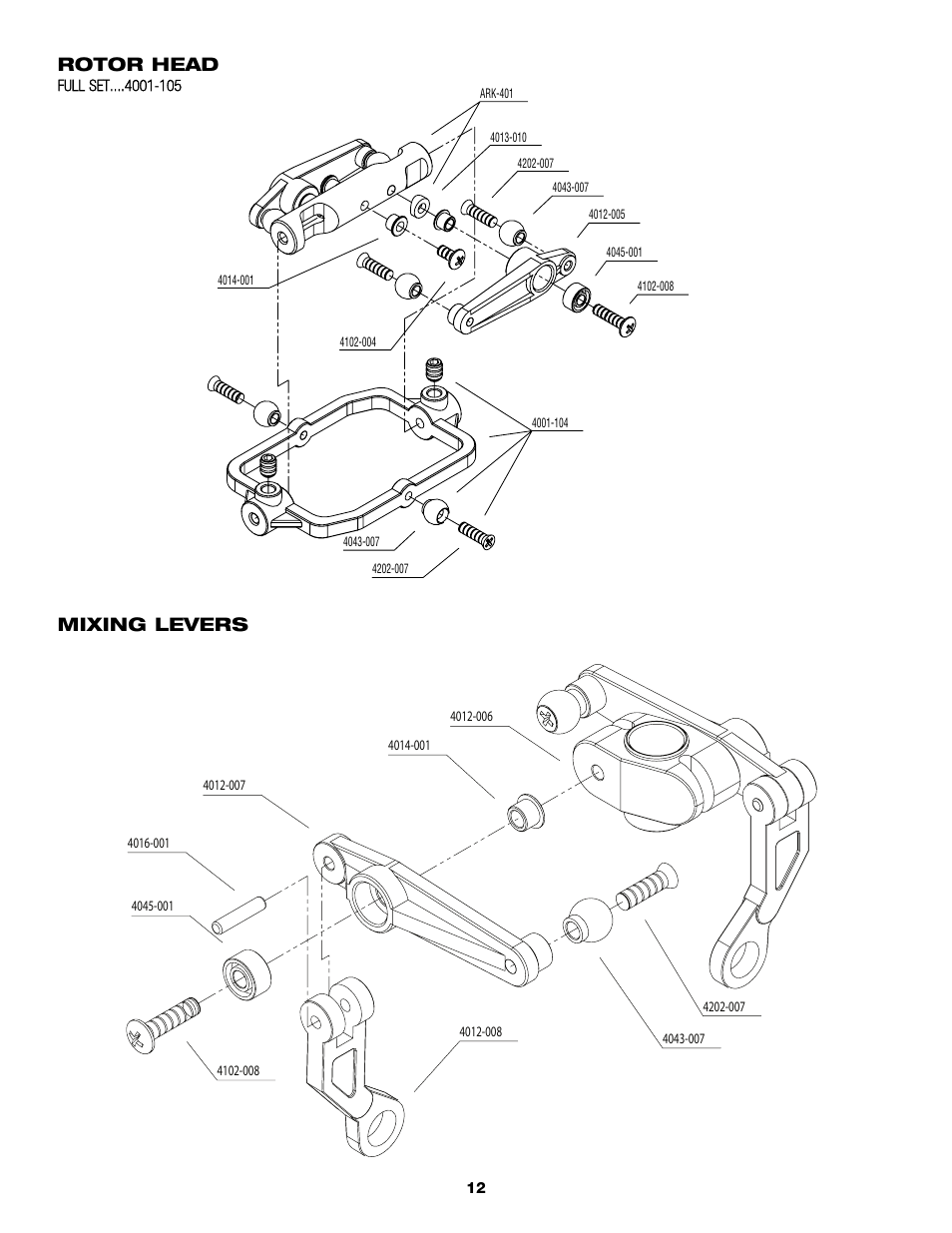 Rotor head, Mixing levers | Heli-Max HMXE0200 User Manual | Page 12 / 20