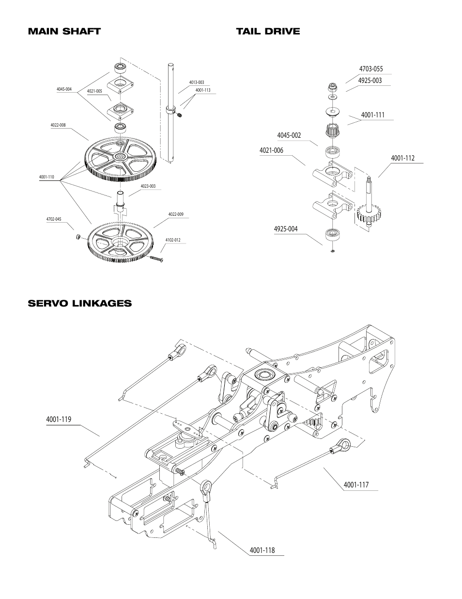 Main shaft tail drive, Servo linkages | Heli-Max HMXE0200 User Manual | Page 16 / 20