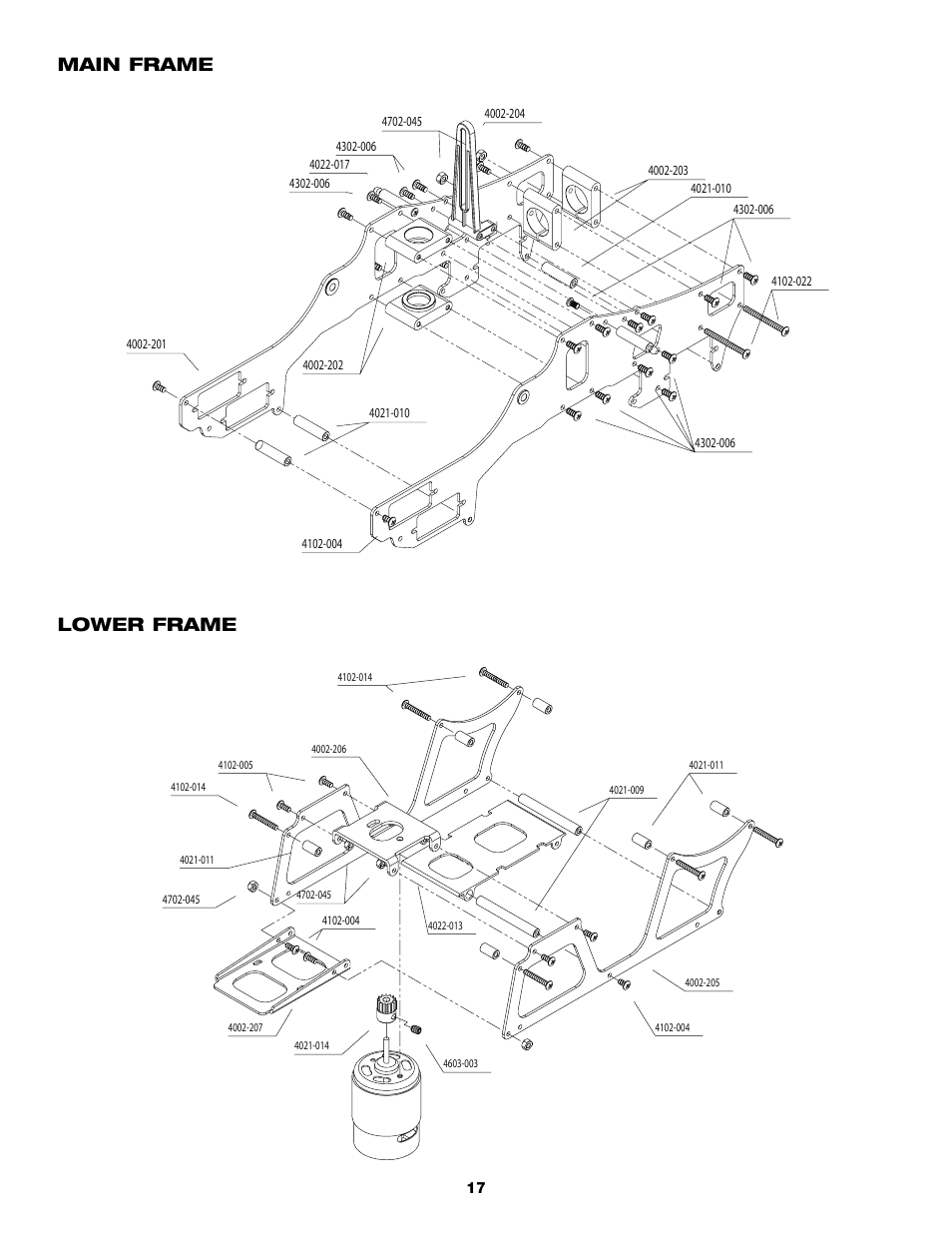 Main frame lower frame | Heli-Max HMXE0200 User Manual | Page 17 / 20