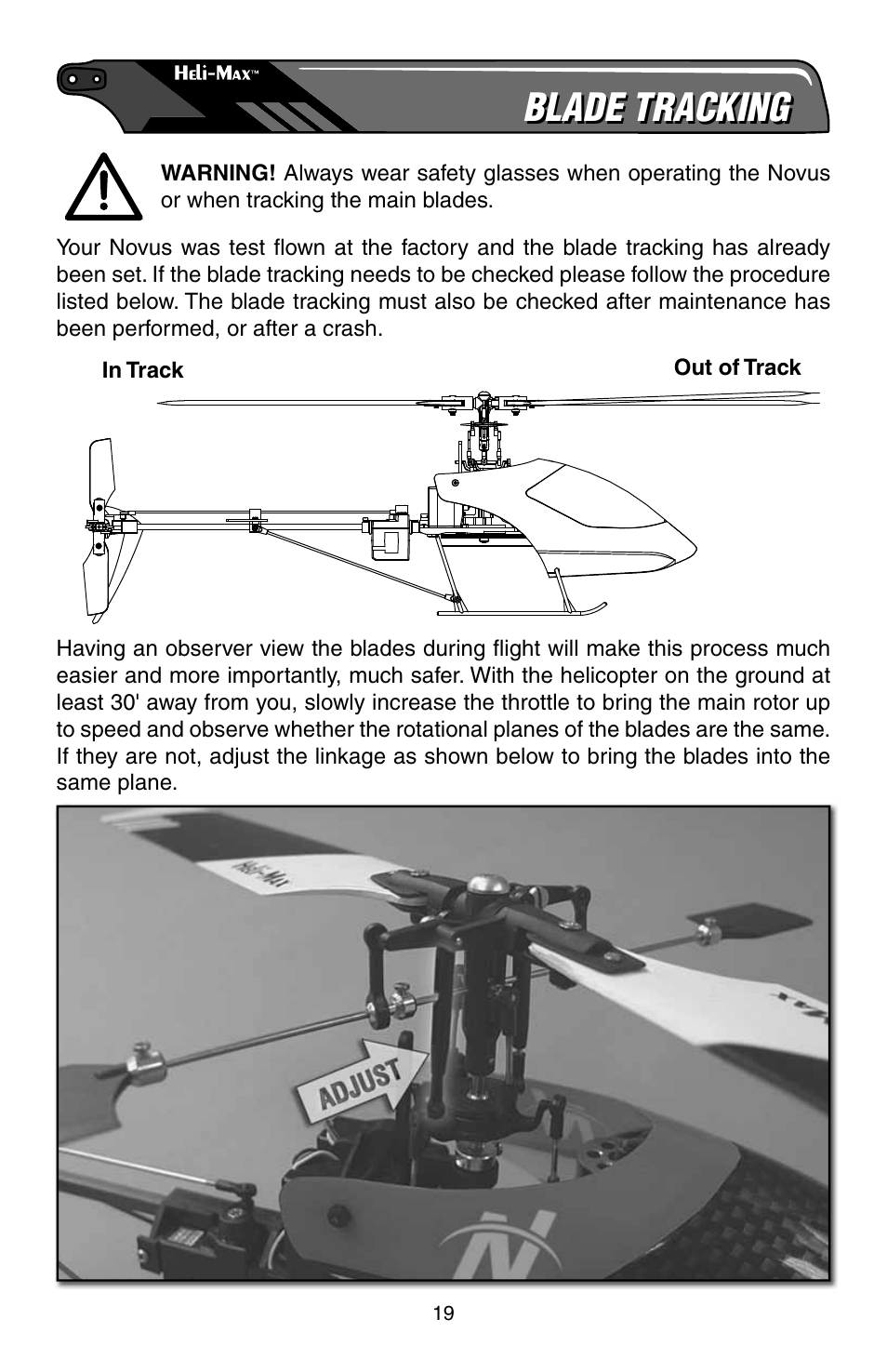 Blade tracking | Heli-Max HMXE0806 User Manual | Page 19 / 40