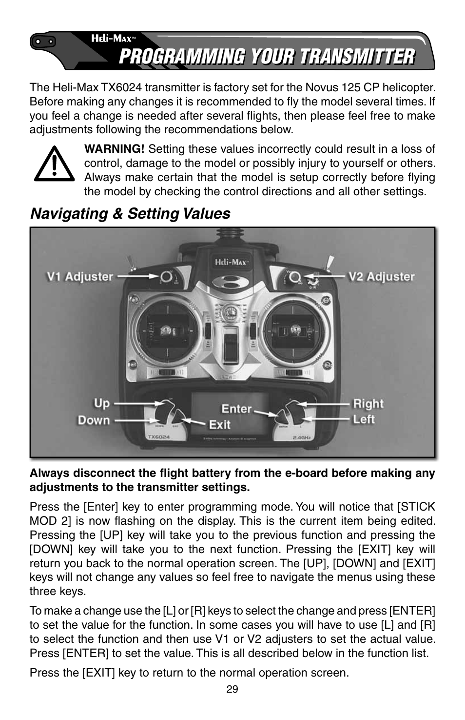 Programming your transmitter | Heli-Max HMXE0806 User Manual | Page 29 / 40